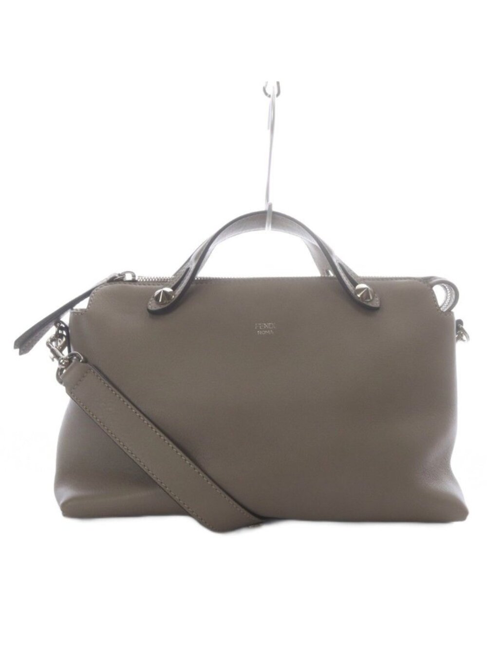 Fendi by the Way Medium 2-Way Shoulder Bag Leather Greige